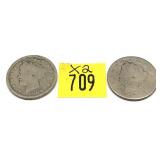 x2- Liberty nickels, -x2 nickels, Sold by