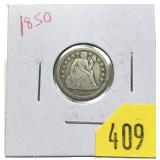 1850 Seated Liberty dime