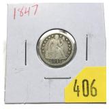1847 Seated Liberty dime