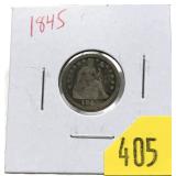 1845 Seated Liberty dime