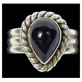 Sterling silver bezel set teardrop cabochon