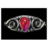 Sterling silver bezel set pink paua ring, new,