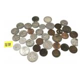 Lot, U.S. and world coins, 36 pcs.