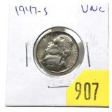 1947-S Jefferson nickel, Unc.