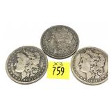 x3- Morgan silver dollars -x3 dollars -Sold by the