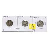 x3- Mercury dimes: 1926-D, 1928-D, 1929-D -x3