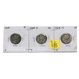 x3- 1924-P.D.S. Mercury dimes -x3 dimes -Sold