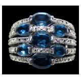 Sterling silver split shank dome style London Blue