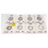 x8- Proof Washington quarters: 1957-1964 -x8