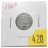 1860 Seated Liberty dime