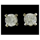 14K Yellow gold petite diamond stud earrings,