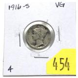 1916-S Mercury dime