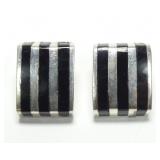 Sterling silver inlaid black onyx post earrings,