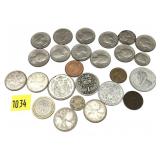 Lot, U.S. and world coins with silver