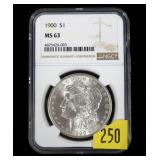 1900 Morgan dollar NGC slab certified MS-63