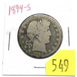 1894-S Barber half dollar