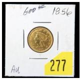 1856 $2.50 Gold Liberty Quarter Eagle, AU
