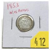 1853 Seated Liberty dime