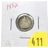 1852 Seated Liberty dime