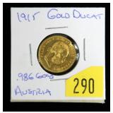 1915 Gold Ducat, Austria (Restrike) .986 Gold -