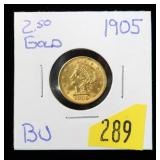 1905 $2.50 Gold Liberty Quarter Eagle, BU