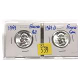 x2- Washington quarters: 1949, 1949-D, BU -x2