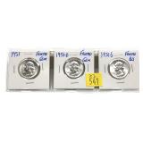 x3- 1951-P.D.S. Washington quarters, BU -x3