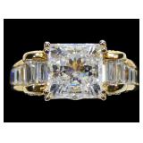 Sterling silver gold wash square fantasy cut CZ