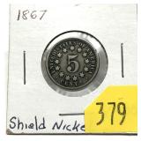 1867 Shield nickel