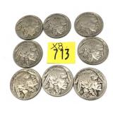 x8- Buffalo nickels, mixed dates, -x8 nickels,