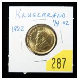 1982 1/4 oz. Gold Krugerrand .9999 Fine Gold