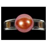 Sterling silver copper colored pearl ring with