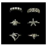Lot, sterling silver rings, 6 pcs.
