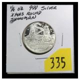 .999 Silver Christmas round, 1/4 oz.