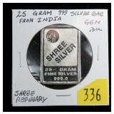 .999 Silver bar -25 grams -Shree Refinary