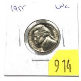 1955 Jefferson nickel, Unc.