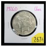 1926-D Peace dollar, Unc.
