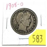 1908-O Barber half dollar