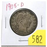 1908-D Barber half dollar