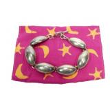 Mexican sterling silver 7" half round oval bead