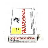 Box of 5.56 55-grain FMJ Winchester cartridges,