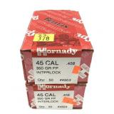 x2- Boxes of .45 Cal. 350-grain Interlock Hornady