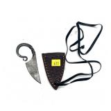 Custom Damascus steel blade knife with embossed