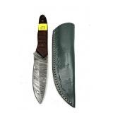 Custom Damascus steel knife with embossed