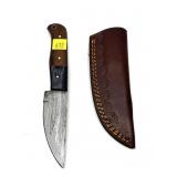 Custom Damascus steel knife with embossed