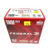 Box of 9mm Luger 115-grain FMJ RN Federal