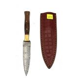 Custom Damascus steel double edge blade knife