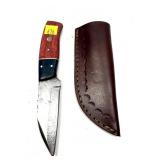 Custom Damascus steel knife with embossed