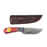 Custom Damascus steel blade knife with embossed