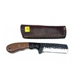 Custom Damascus steel blade knife with embossed